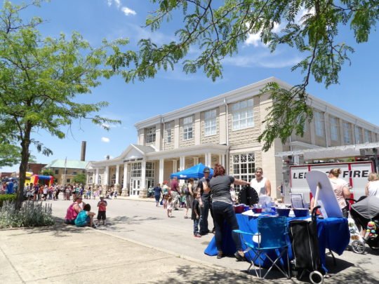 outdoor festival in front of the Lebanon Public Library in 2017