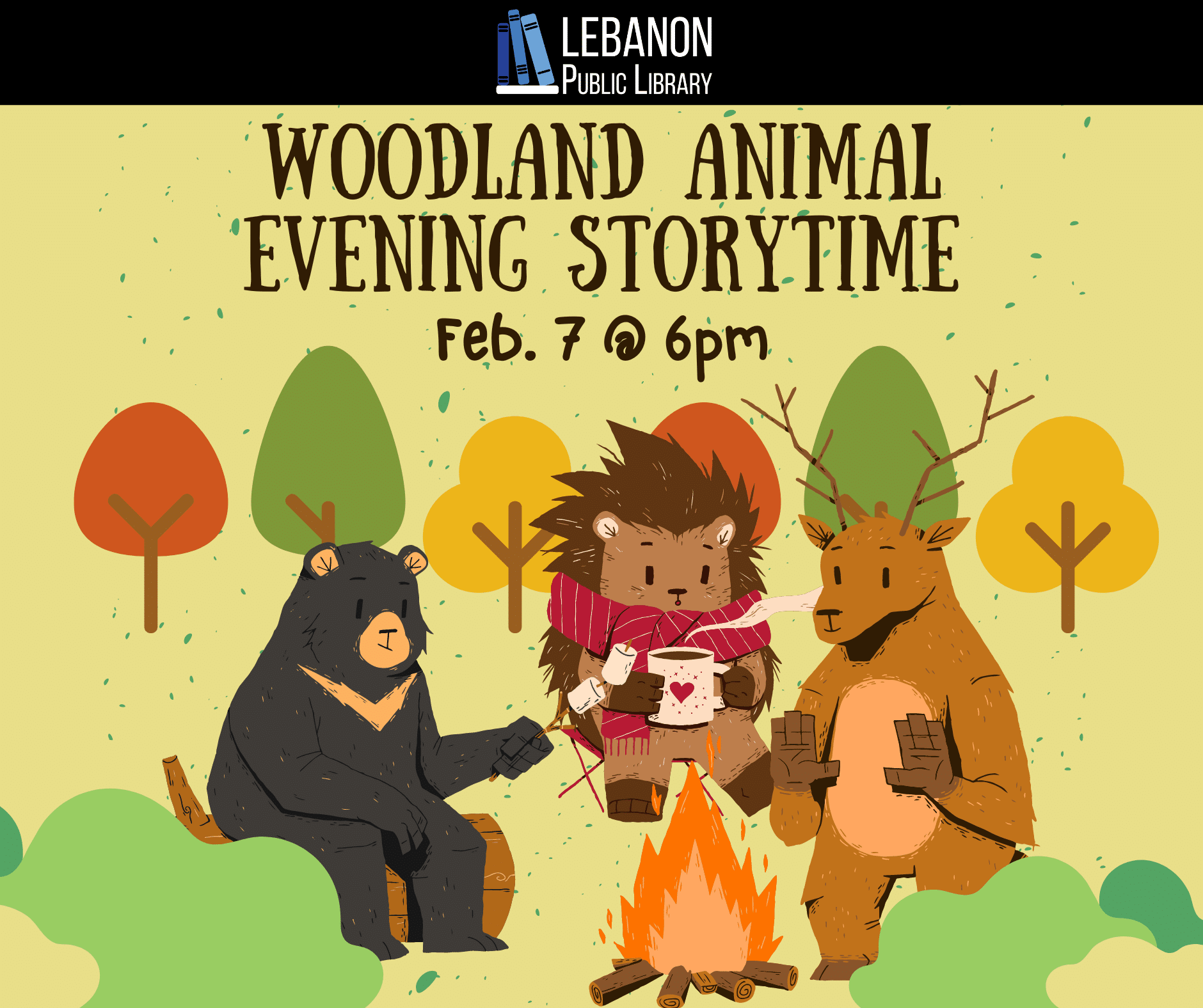 Woodland Animal Evening Storytime, February 7th at 6 p.m.