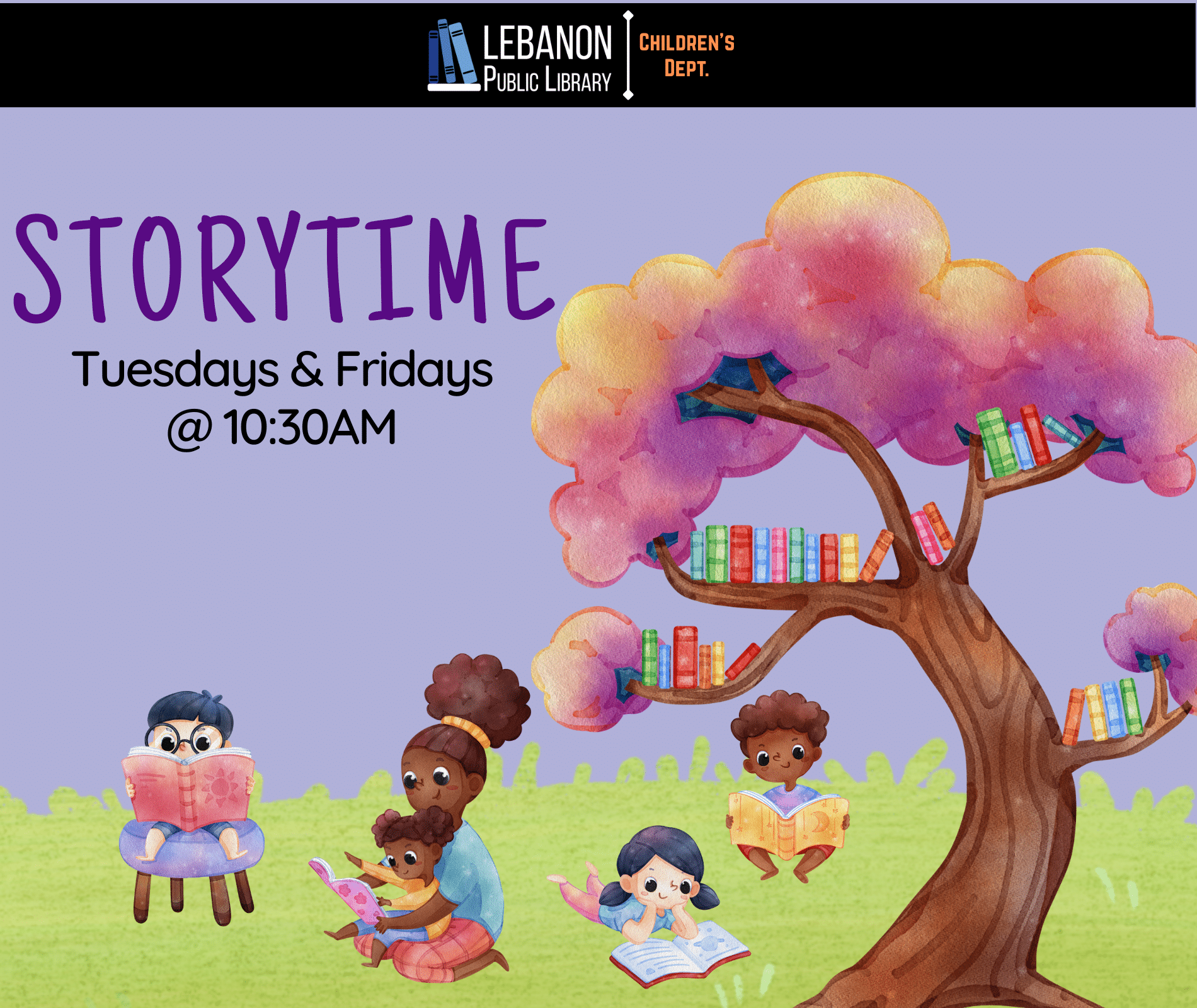 Storytime; Tuesdays and Fridays at 10:30am