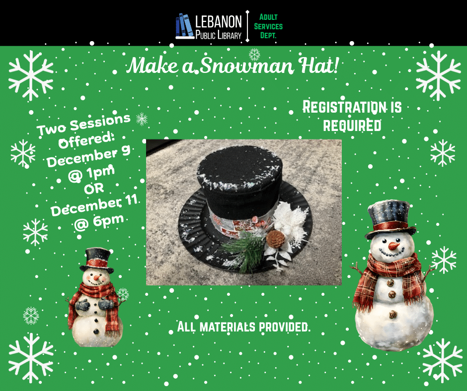 snowmen, snowflakes, top hat