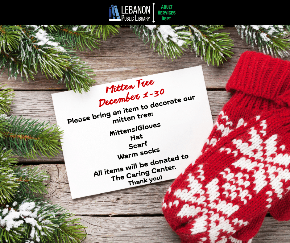 Wooden background, evergreen trim, mittens