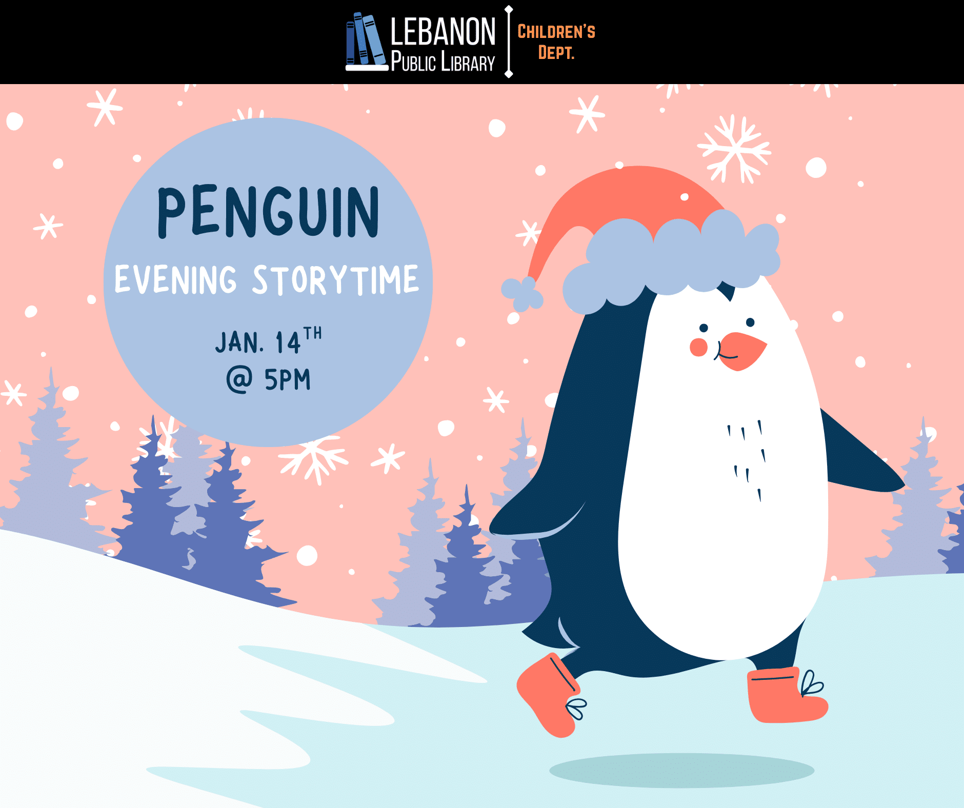 Penguin Evening Story Time, January 14th at 5pm
