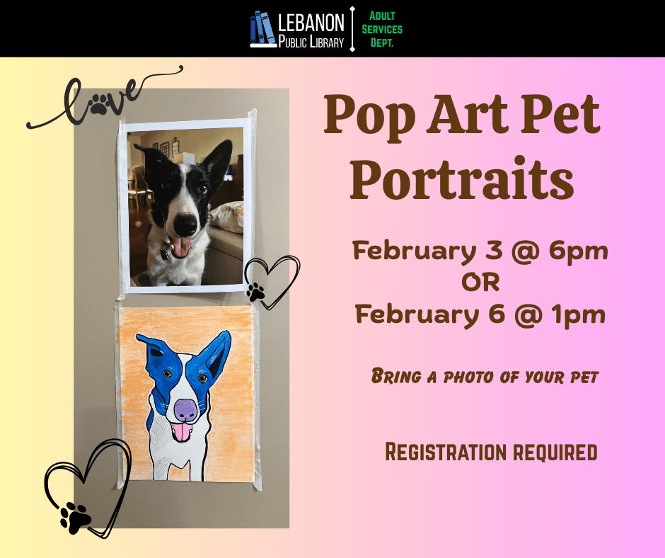 dog portrait, hearts, paw prints