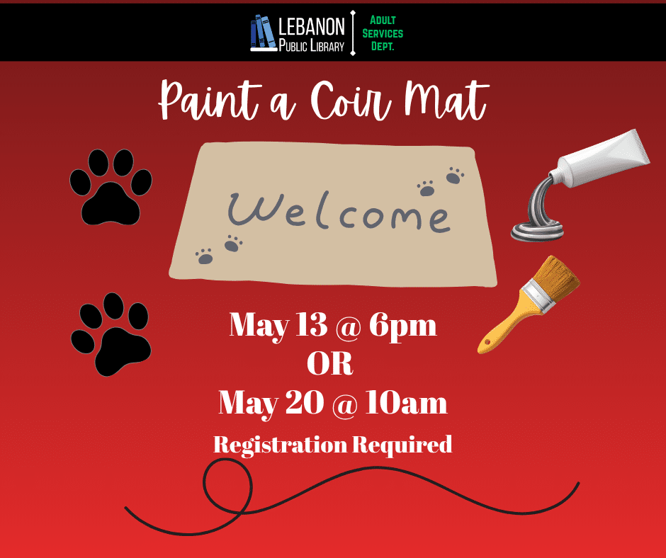 welcome mat, paw prints, brush, paint