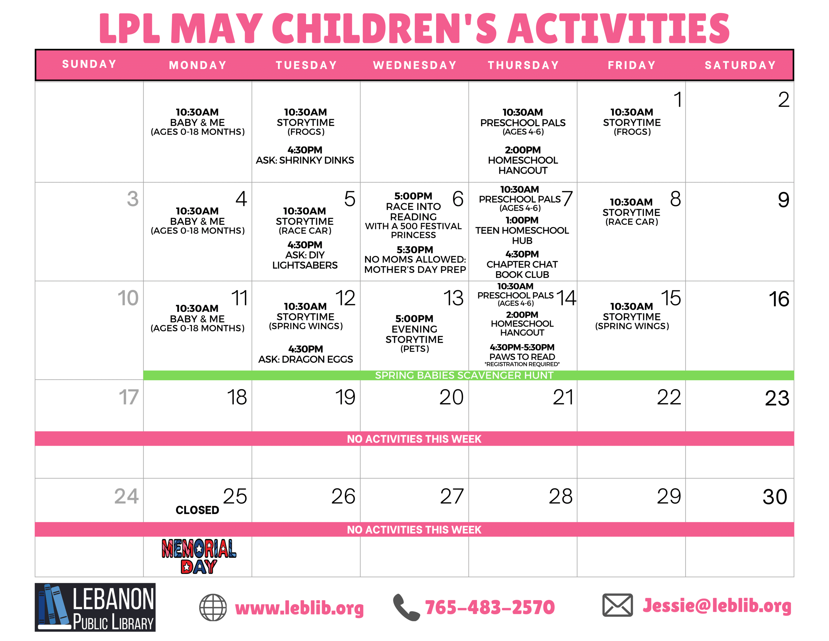 LPL May Children's Activities 2026