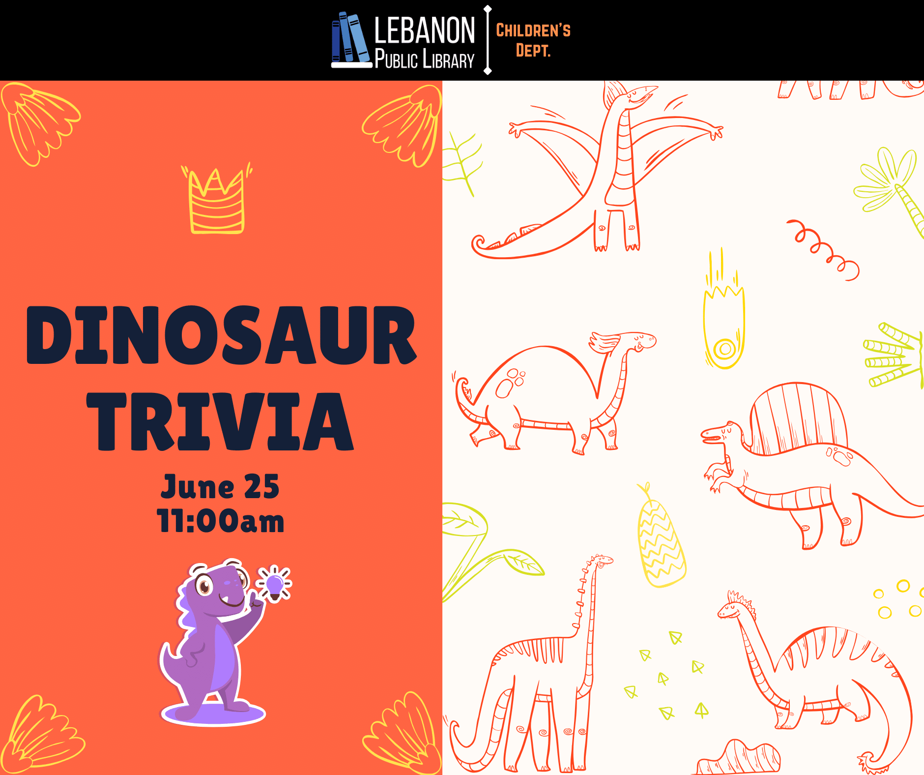 Dinosaur Trivia; June 25 at 11am