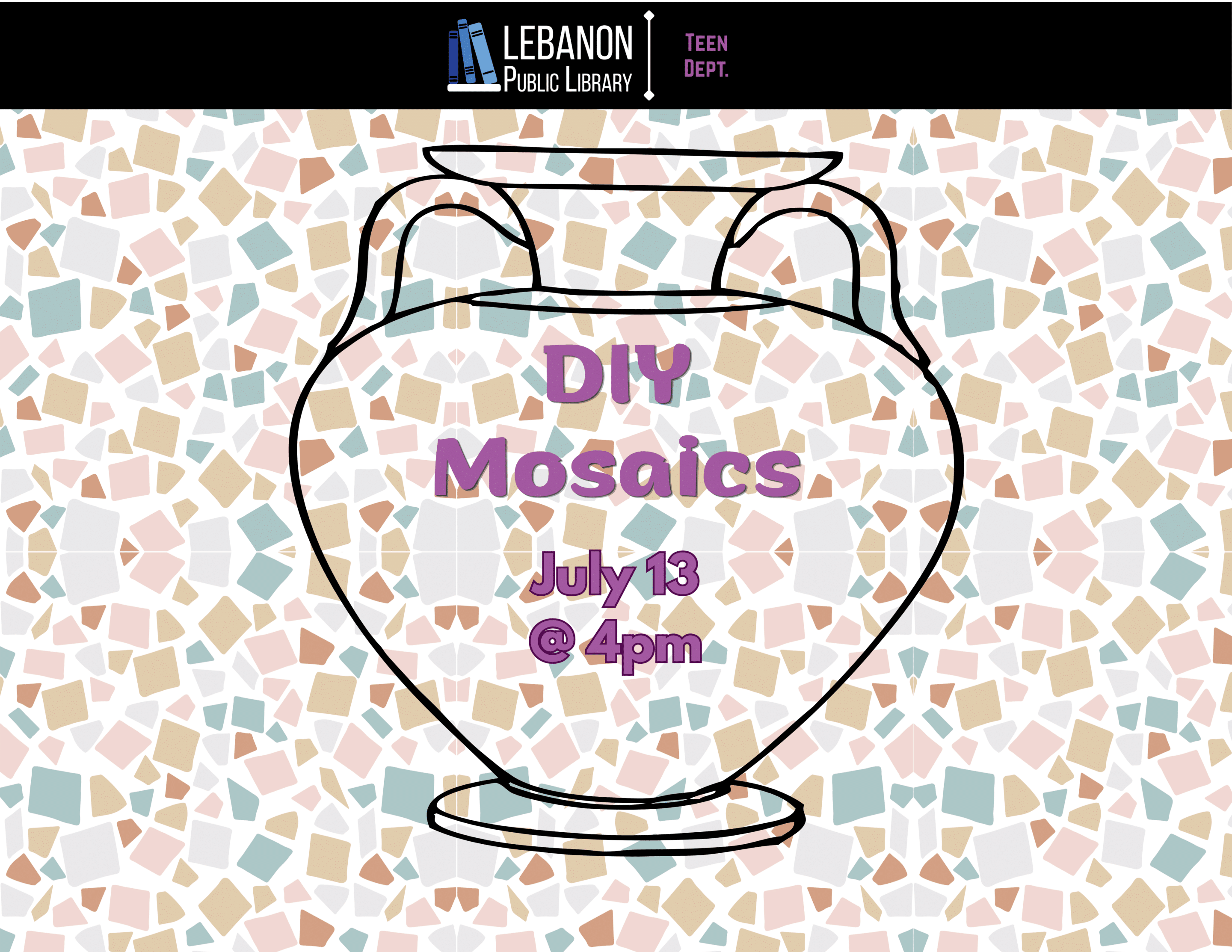 DIY Mosaics; July 13 at 4pm