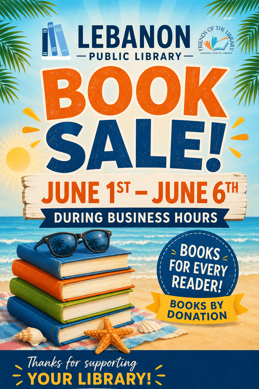 beach, bookstack