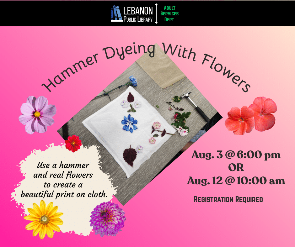 Board, hammer, fabric, flowers