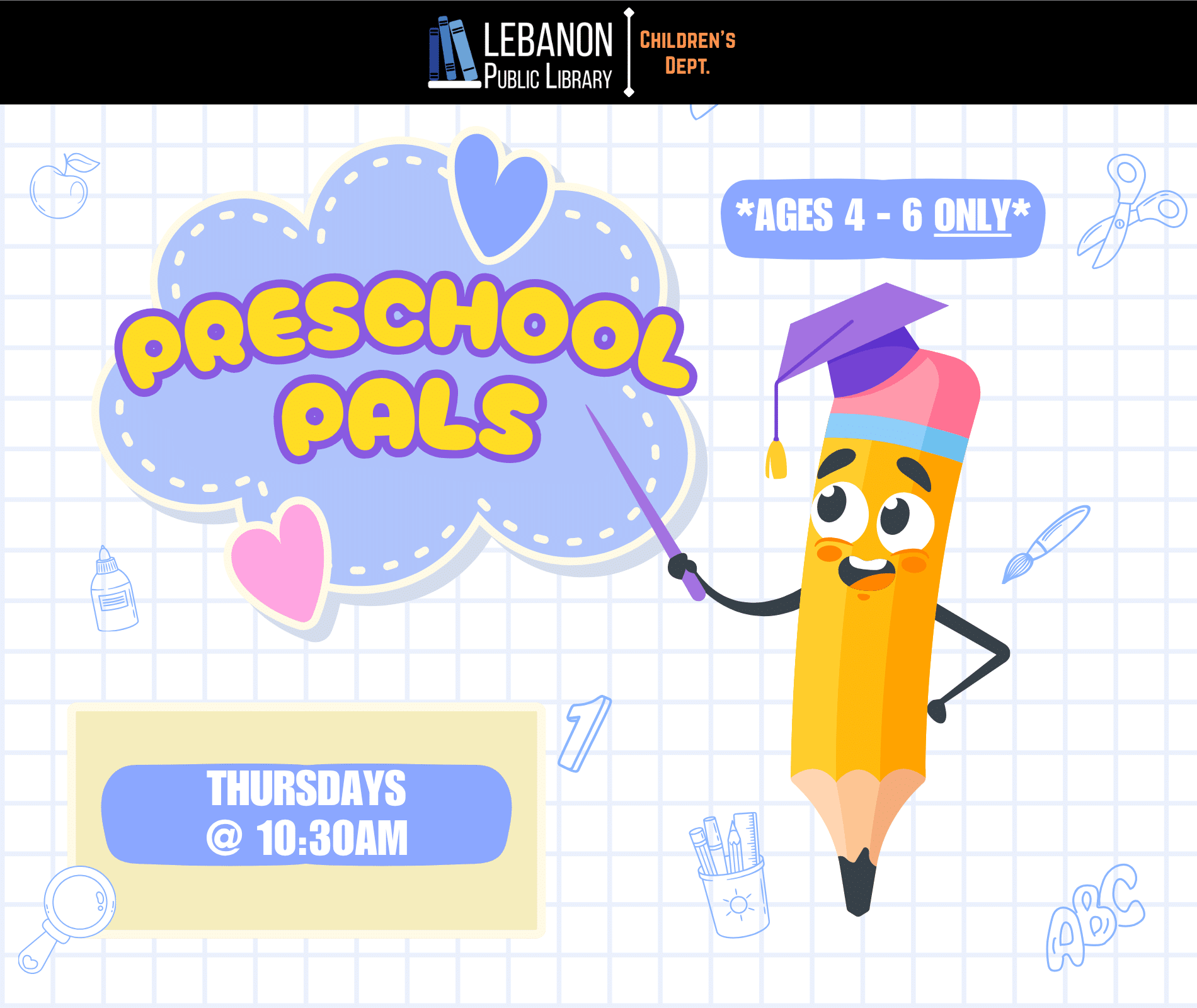 Preschool Pals; Ages 4-6 only; Thursdays at 10:30am
