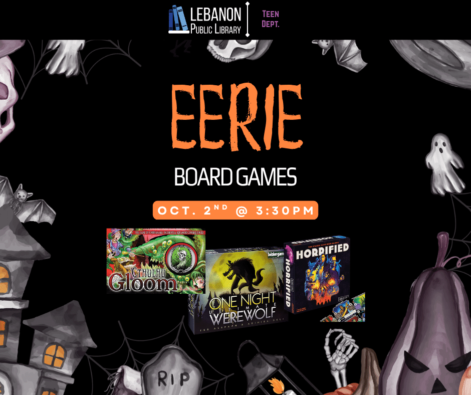 Eerie Board Games; October 2nd at 3:30pm