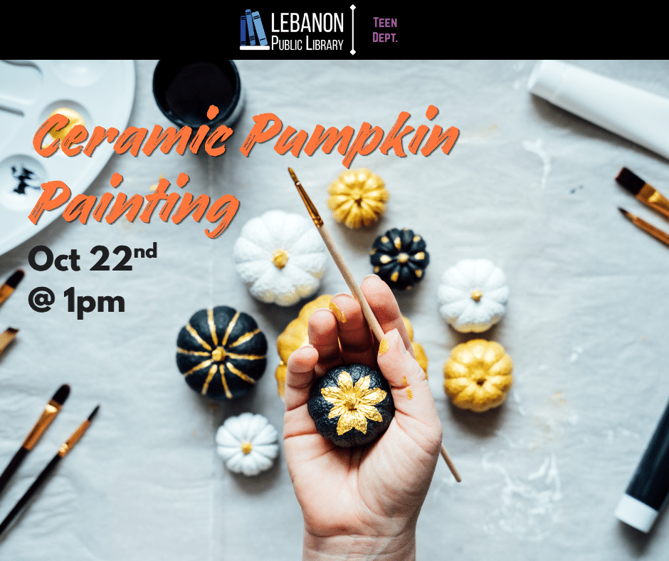 Ceramic Pumpkin Painting; October 22nd at 1pm